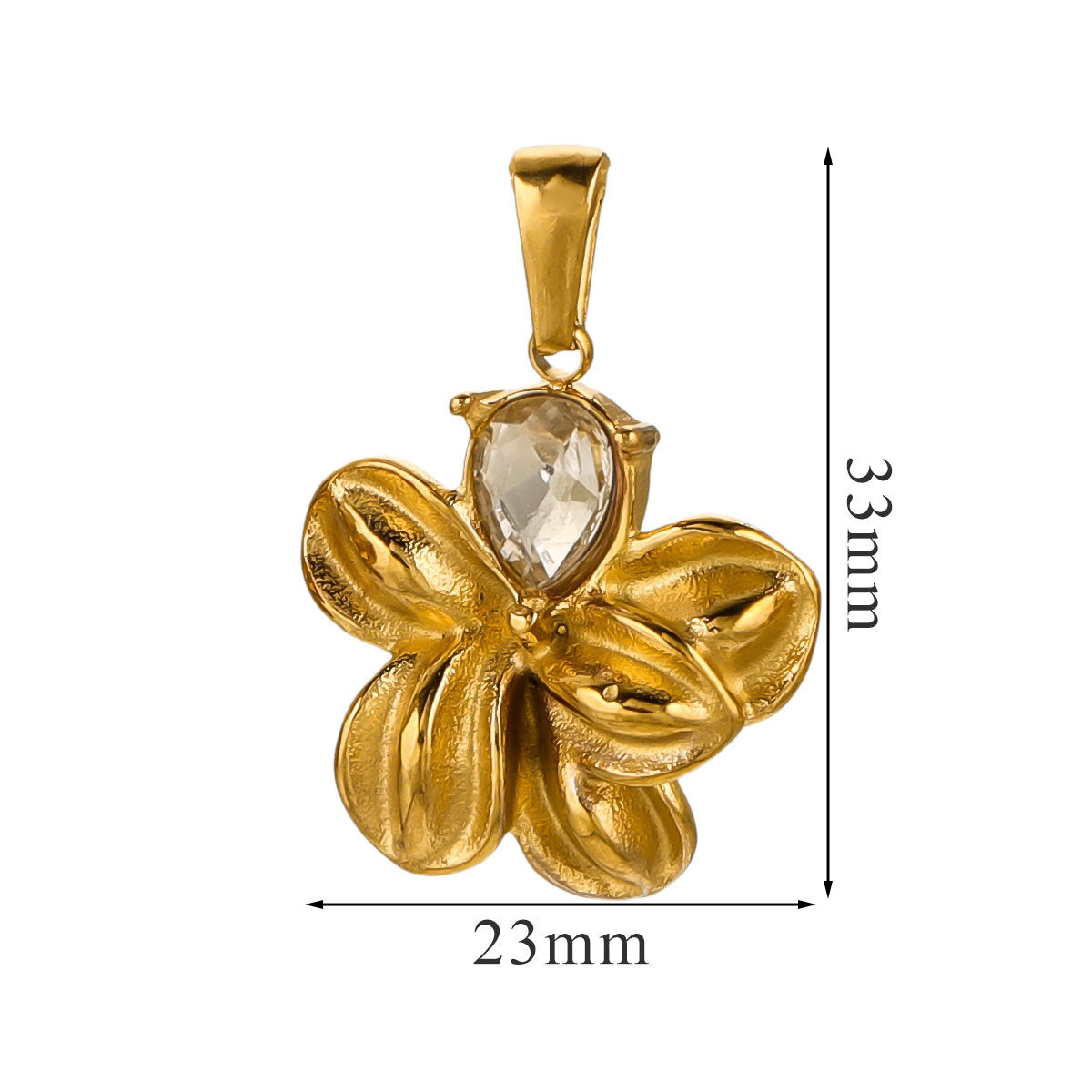 Vintage Stainless Steel Crystal Flower Pendant 2pcs