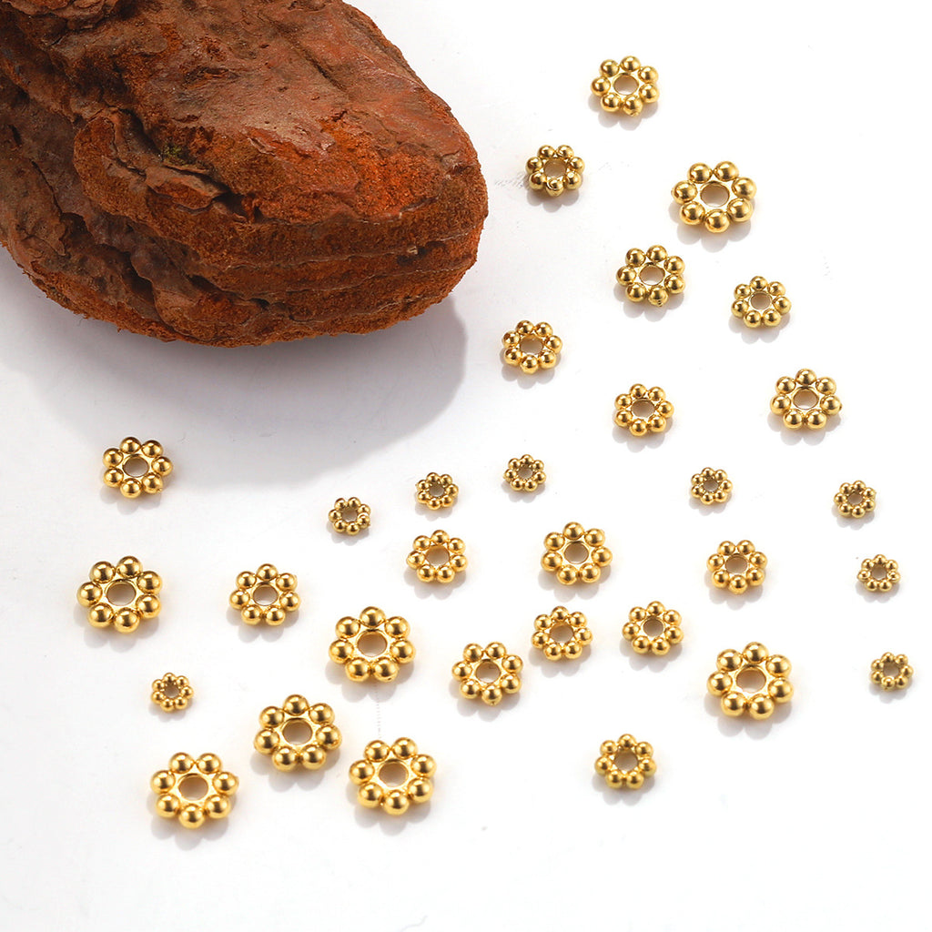 Stainless Steel Snowflake Flower Spacer Beads 50pcs