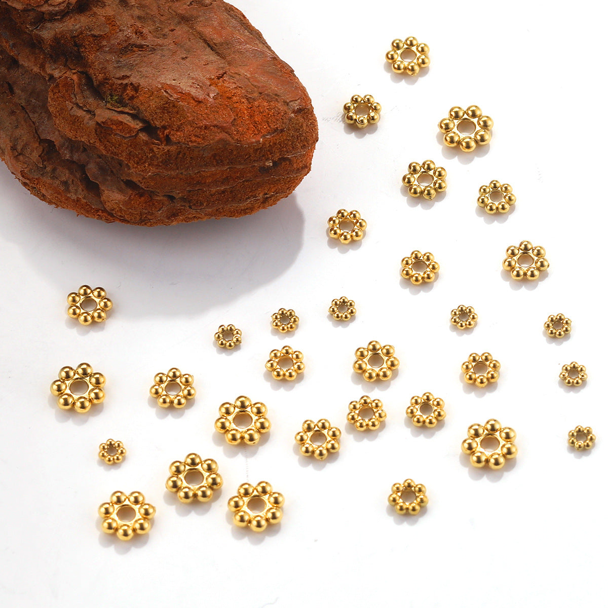 Stainless Steel Snowflake Flower Spacer Beads 50pcs