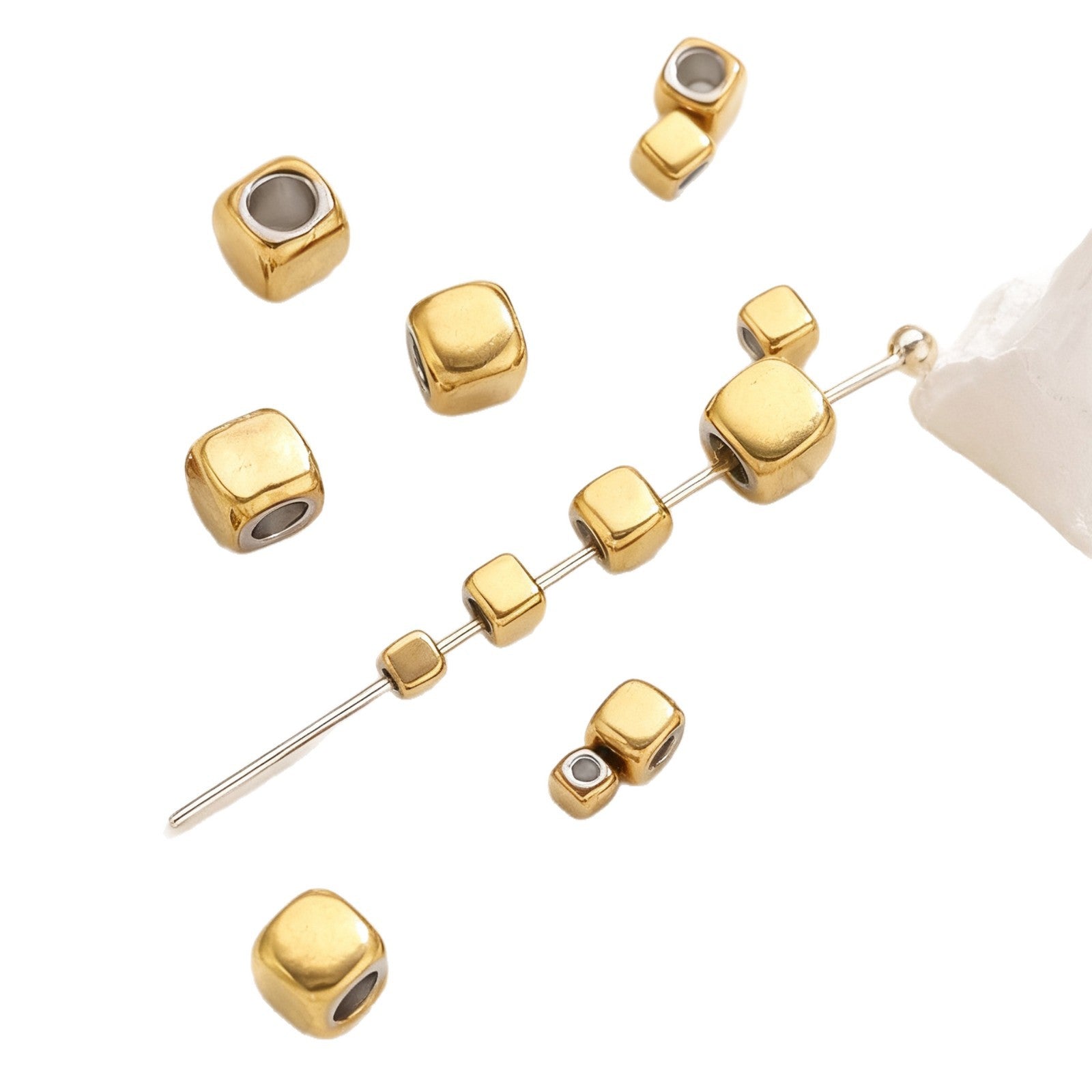 Geometric Square and Rectangle Stainless Steel Spacer Beads for DIY Jewelry