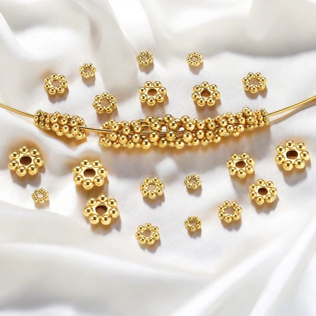 Stainless Steel Snowflake Flower Spacer Beads 50pcs