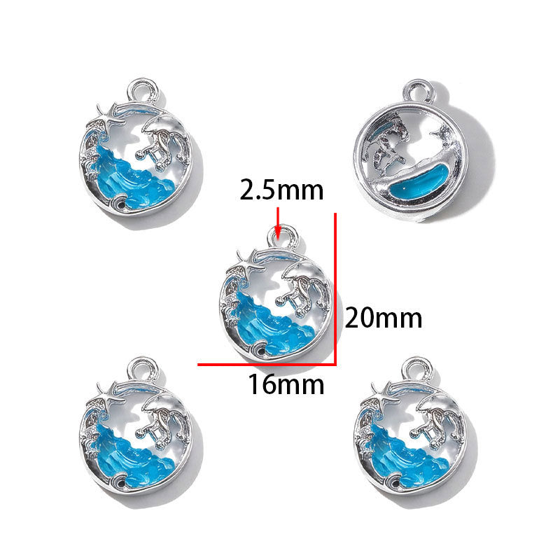 Blue Glass Inlay Jellyfish Charms – Ocean-Inspired Alloy Jellyfish Pendants for DIY Bracelets, Necklaces & Jewelry Making