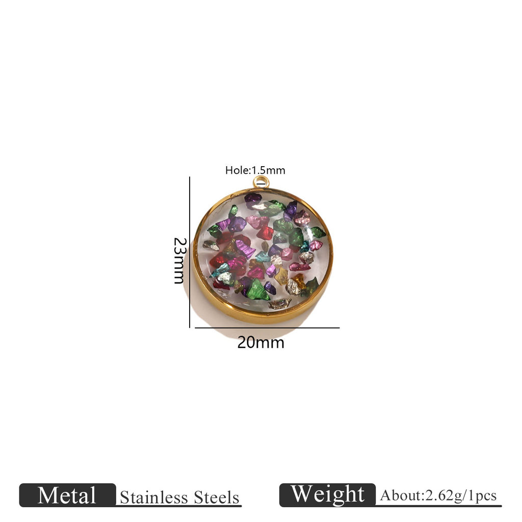 Epoxy Crushed Stone Pendant Charms