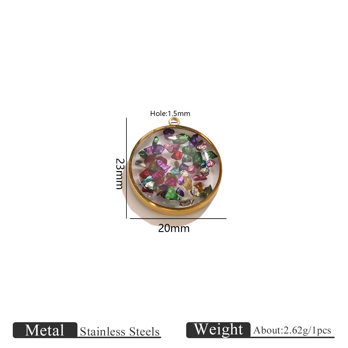 Epoxy Crushed Stone Pendant Charms
