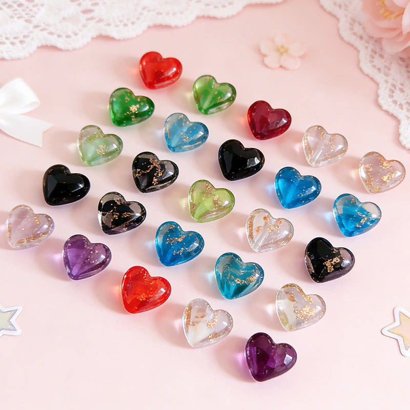 Gold Sand Heart Glazed Beads