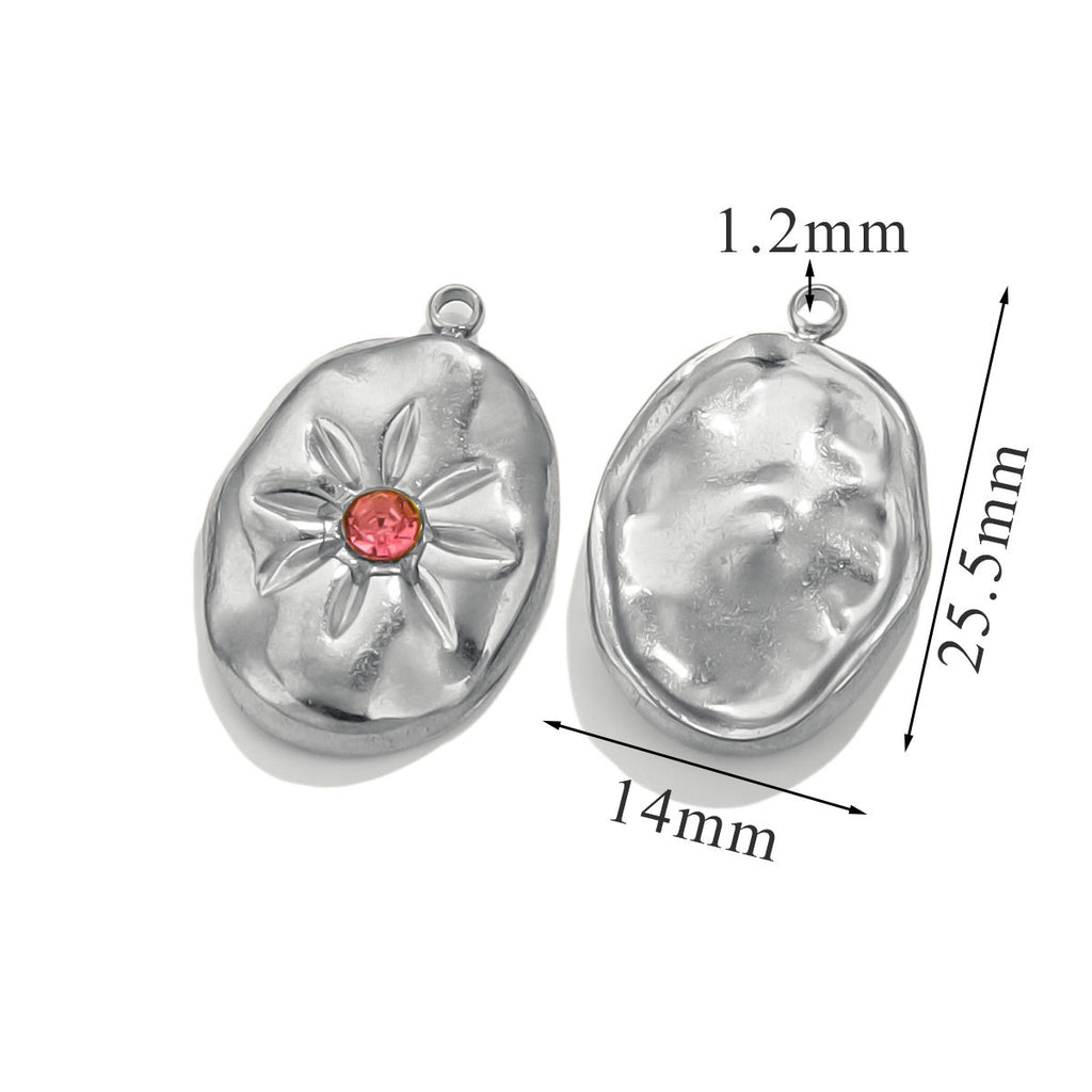 Gold-Plated Stainless Steel Crystal Sun, Star and Moon Pendant Charms 3pcs