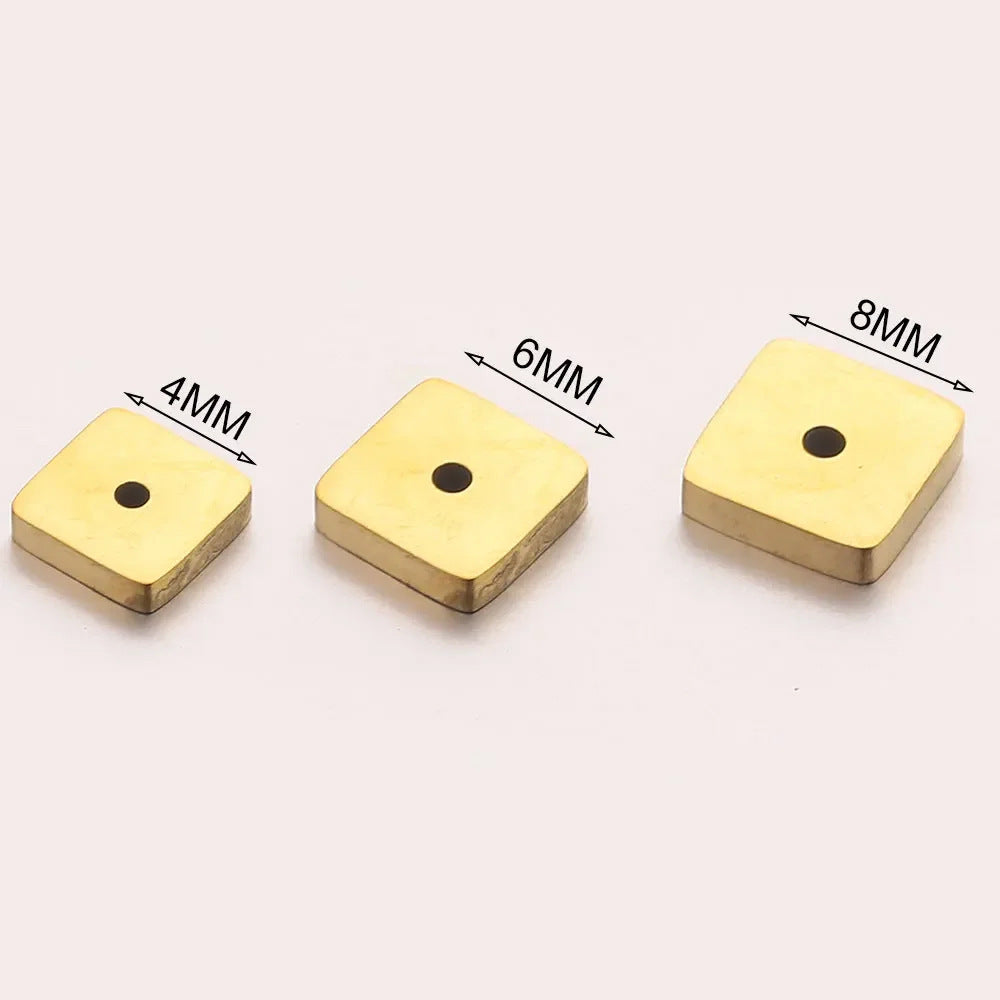 Polished Faceted Stainless Steel Square Spacer Beads for DIY Jewelry 10pcs