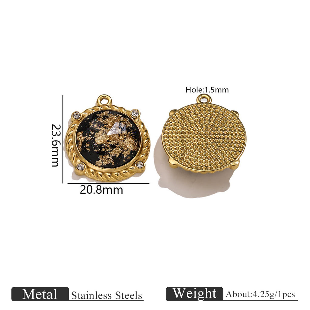 Vintage Black and Gold Foil Stainless Steel Pendant Charms – Butterfly, Star & Heart