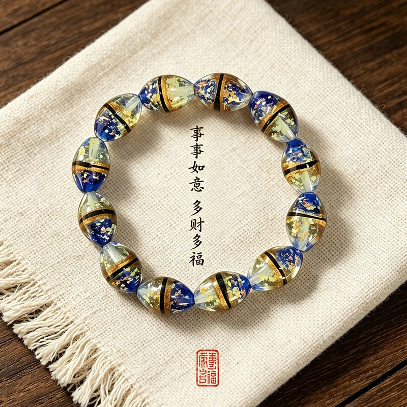 Two-Tone Waist Drum Glass Bracelets