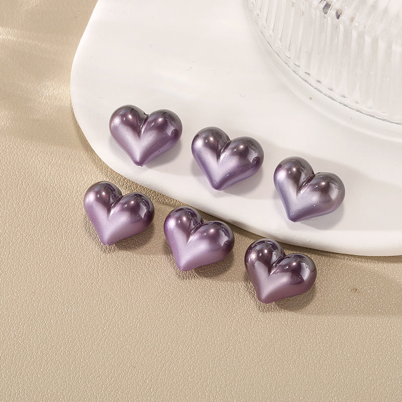 Two-Tone Pearl Heart Beads – Premium-Style Resin Electroplated Heart Beads for DIY Phone Charms, Bracelets, Keychains & Jewelry Making