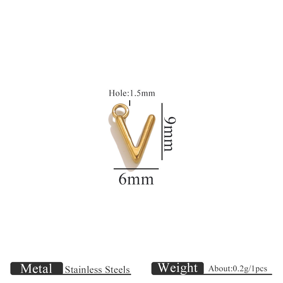 Mini A–Z Stainless Steel Round Letter Charms 10pcs