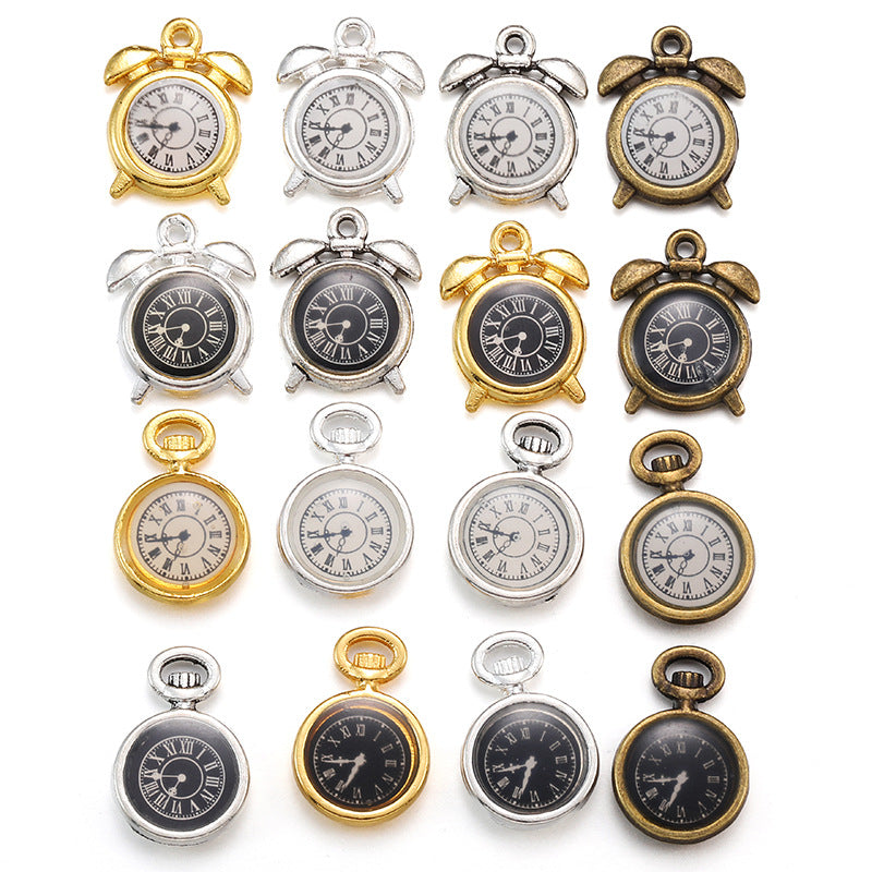 17×11mm Colorful Clock Charms – Korean-Style Zinc Alloy Enamel-Style Watch Pendants for DIY Bracelets, Necklaces & Jewelry Making