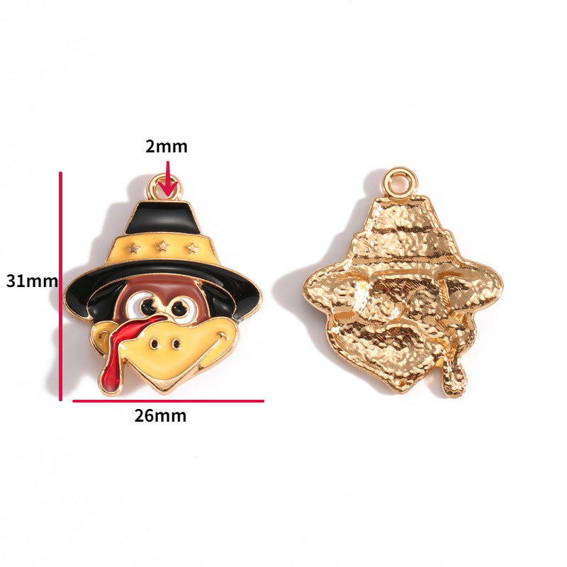 Thanksgiving Turkey Alloy Charms – Colorful Fall Holiday Enamel-Style Pendants for DIY Bracelets, Keychains & Jewelry Making