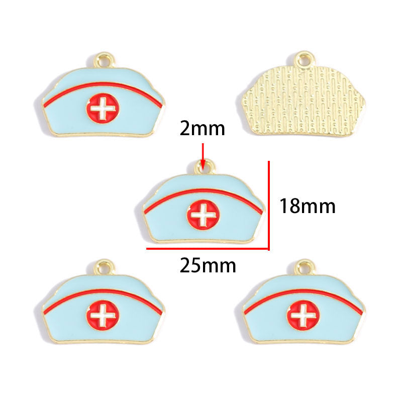 Nurse Hat & Medical Tool Alloy Charms – Colorful Healthcare-Themed Pendants for DIY Bracelets, Keychains & Jewelry Making