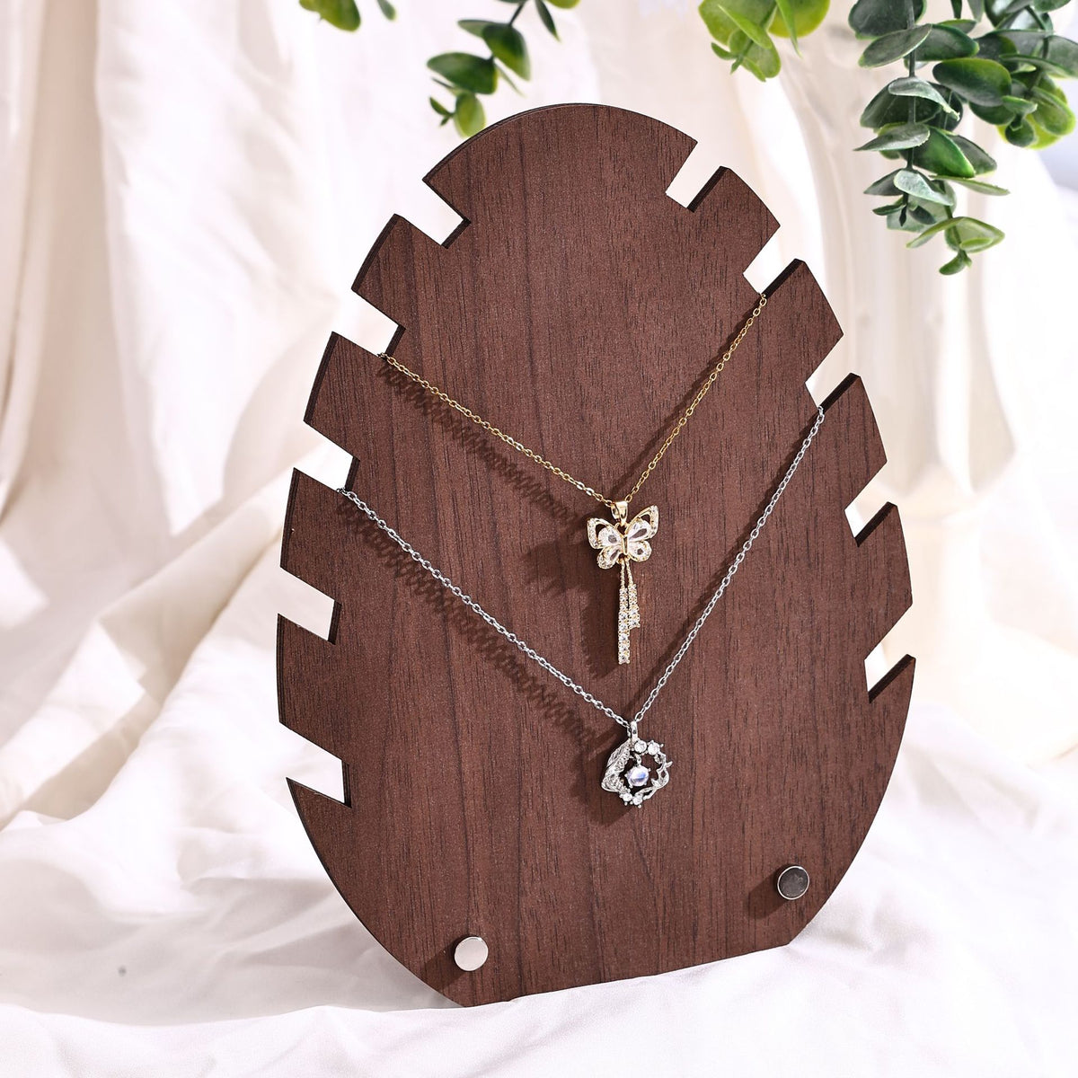Vintage Walnut-Color Jewelry Display Stand – Wooden-Style Earring, Necklace, Pendant & Bracelet Organizer for Craft Fairs & Boutique Displays