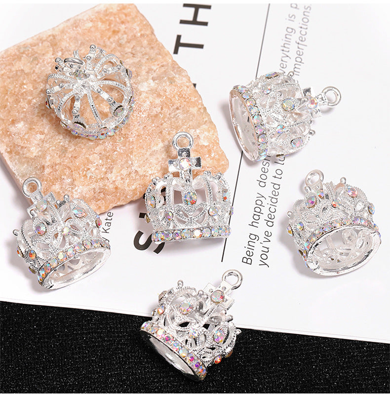 Zirconia-Inlaid Crown Charms – Sparkling Mini Crown Pendants for DIY Bracelets, Keychains, Bag Charms & Jewelry Making