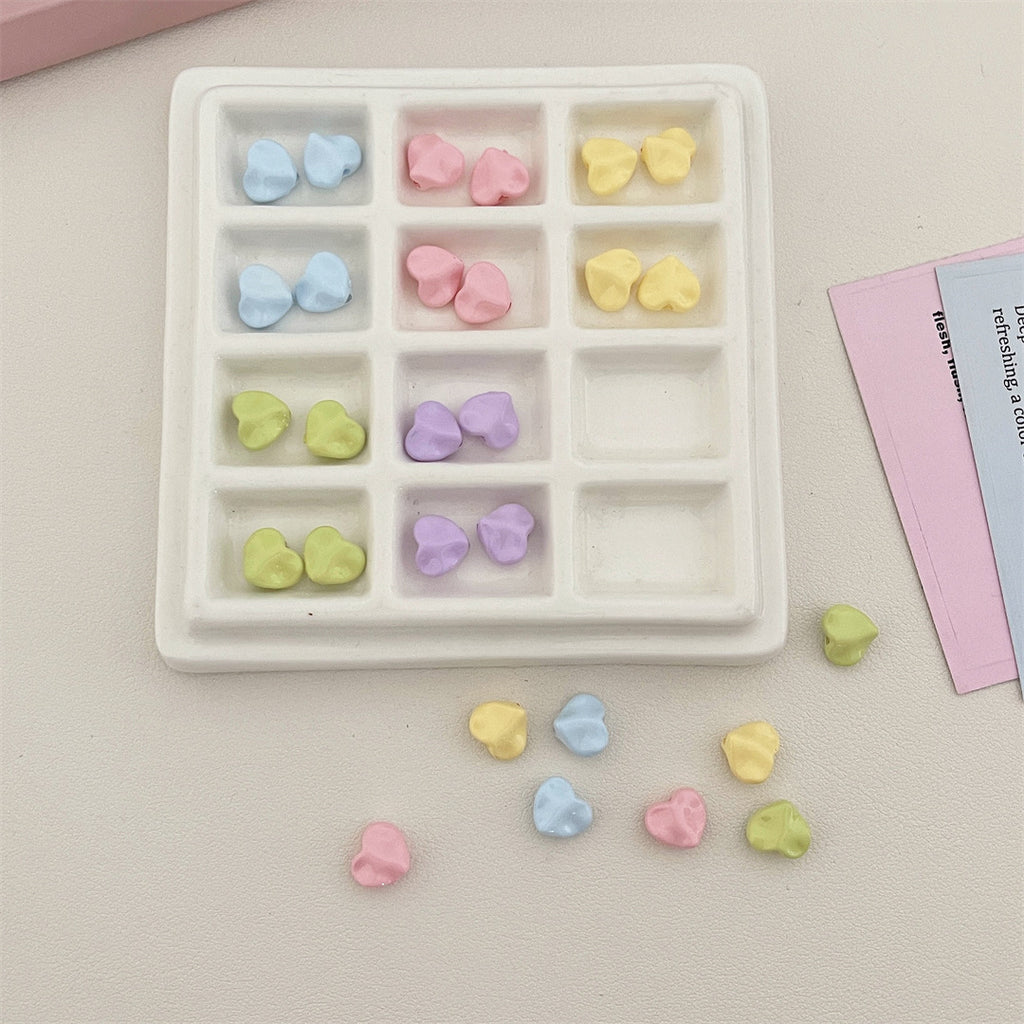 Pearlescent Macaron Acrylic Heart Beads – Creamy Pastel Love Beads for DIY Phone Charms, Bracelets, Keychains & Jewelry Making