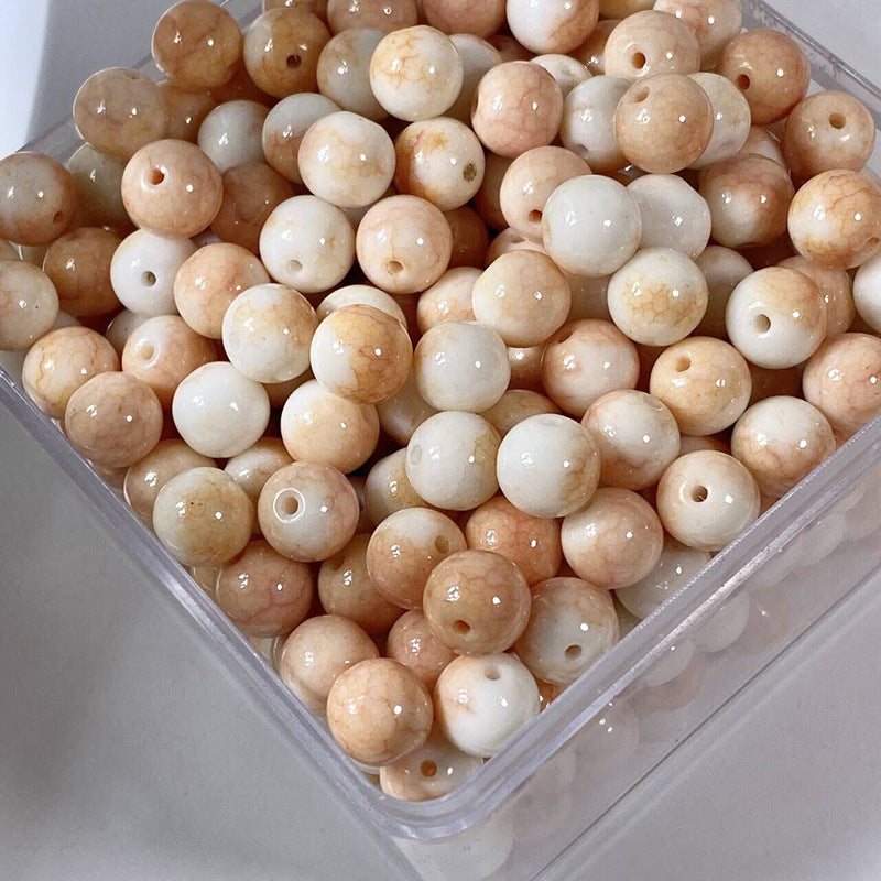 Glazed Porcelain Dragon Pattern Round Beads