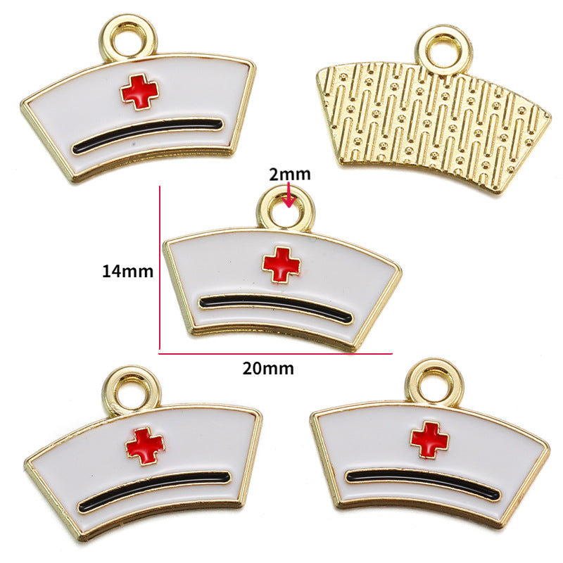 Nurse Hat & Medical Tool Alloy Charms – Colorful Healthcare-Themed Pendants for DIY Bracelets, Keychains & Jewelry Making