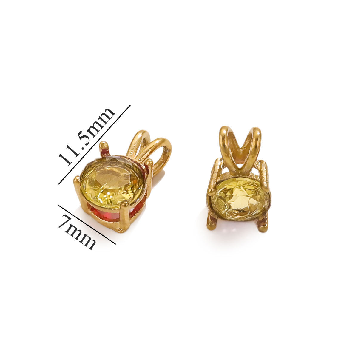 18K Gold-Plated Stainless Steel Round Birthstone Crystal Pendant Charms