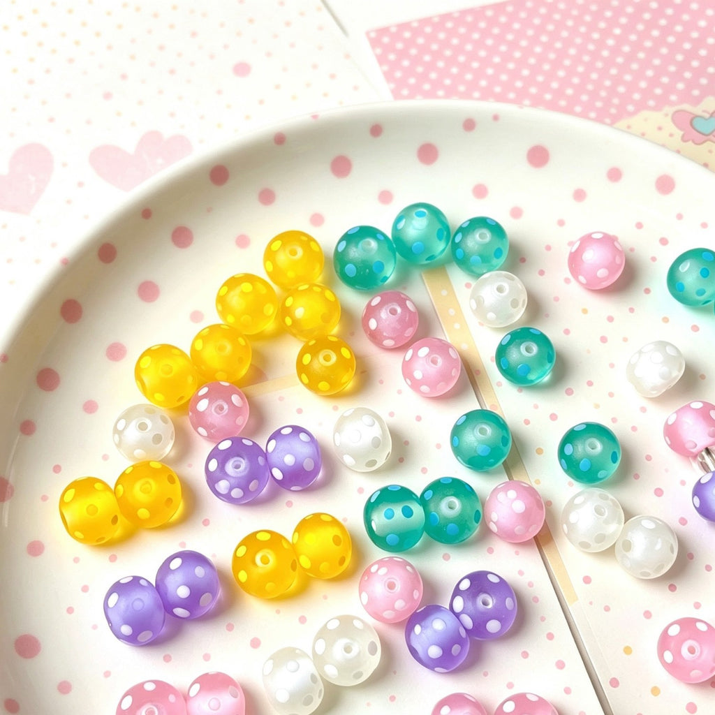 Candy-Color Matte Polka Dot Glazed Beads