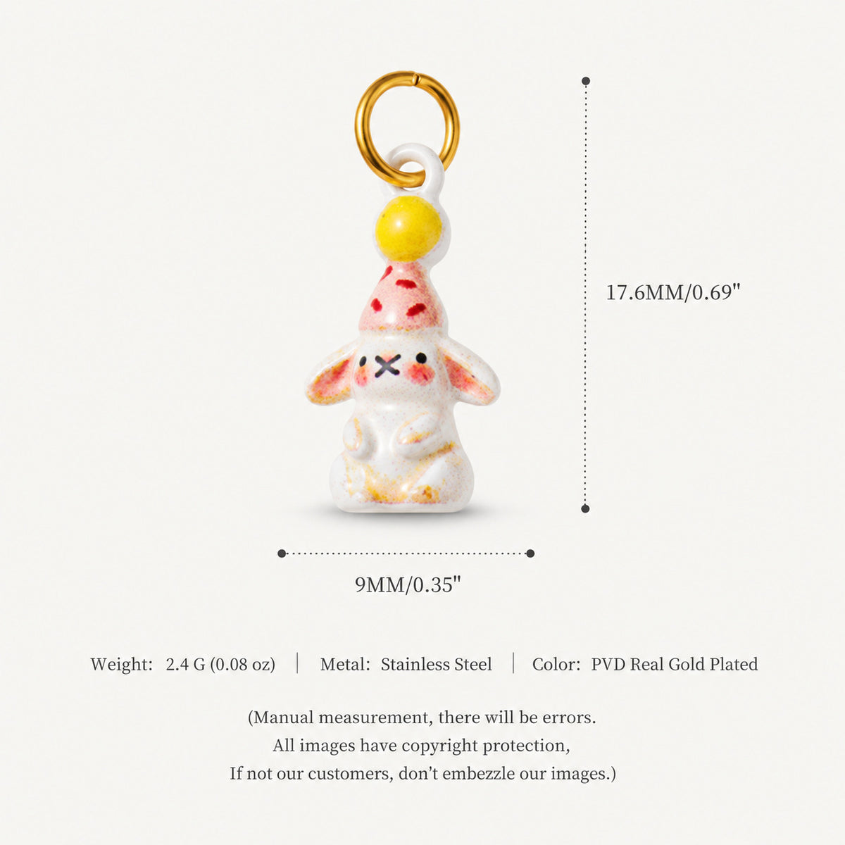 18K Gold-Plated Puppy Crystal Pendant Charms