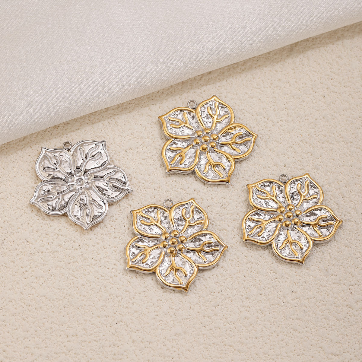 Vintage Five-Petal Flower Stainless Steel Pendant