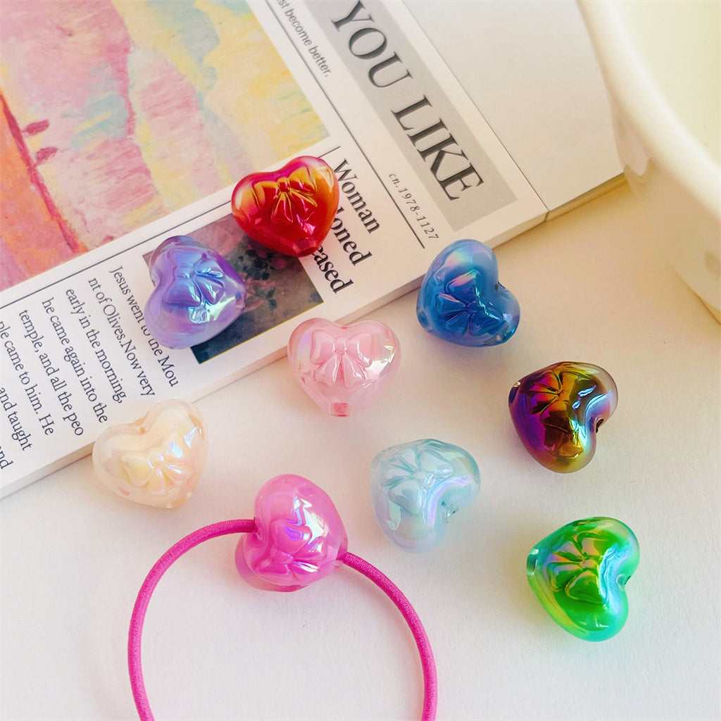 Two-Tone Acrylic Bow & Heart Beads – Colorful Cute Shape Beads for DIY Phone Charms, Bracelets, Hair Accessories & Jewelry Making