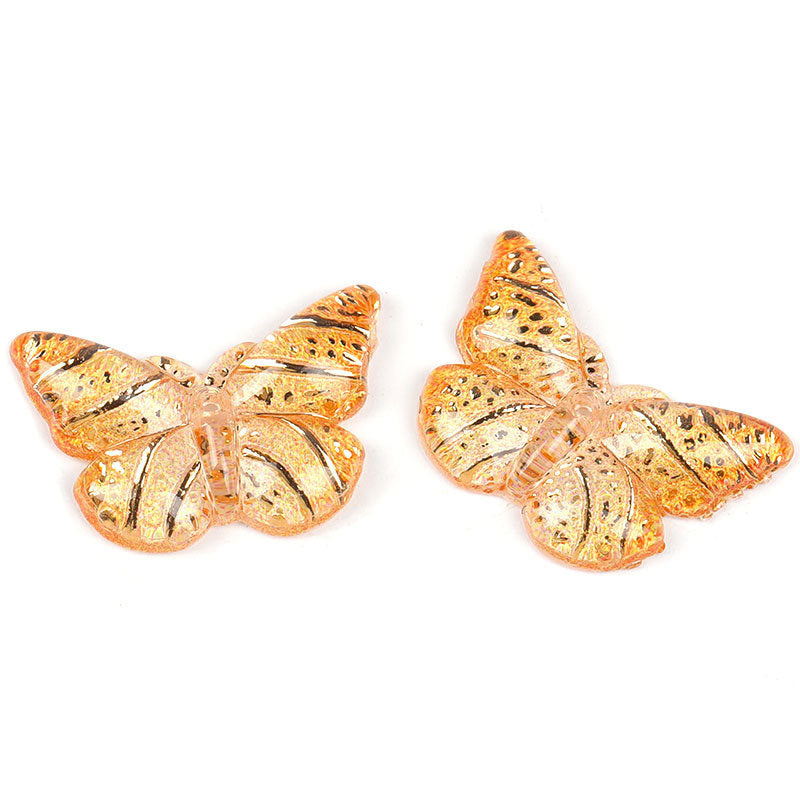 Colorful Acrylic Butterfly Beads – Gold Foil Butterfly Charms with Holes for DIY Jewelry, Hair Clips, Floral Arrangements & Crafts