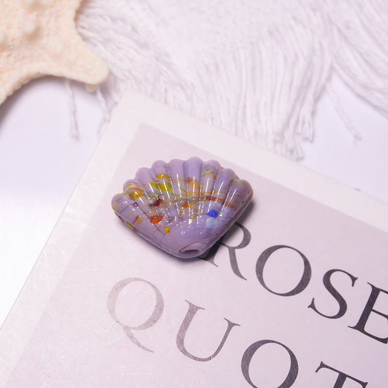 Gold Sand Scallop Shell Glazed Beads