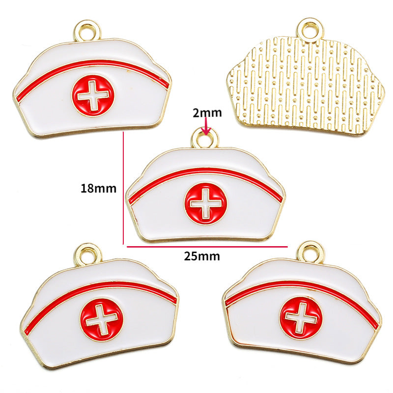 Nurse Hat & Medical Tool Alloy Charms – Colorful Healthcare-Themed Pendants for DIY Bracelets, Keychains & Jewelry Making