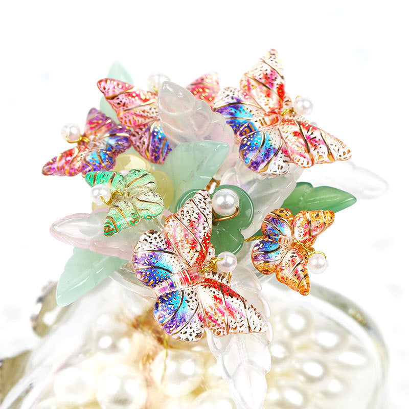 Colorful Acrylic Butterfly Beads – Gold Foil Butterfly Charms with Holes for DIY Jewelry, Hair Clips, Floral Arrangements & Crafts