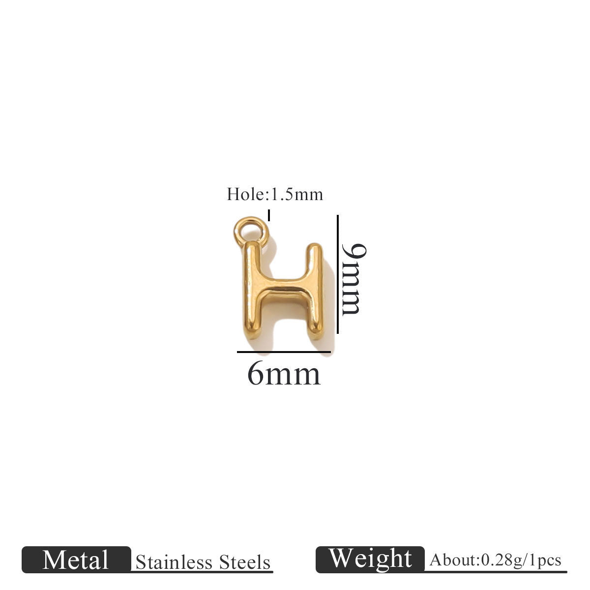 Mini A–Z Stainless Steel Round Letter Charms 10pcs