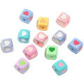 12mm Macaron Color Square Heart Beads – Pastel Love Beads for DIY Phone Charms, Keychains, Bracelets & Jewelry Making