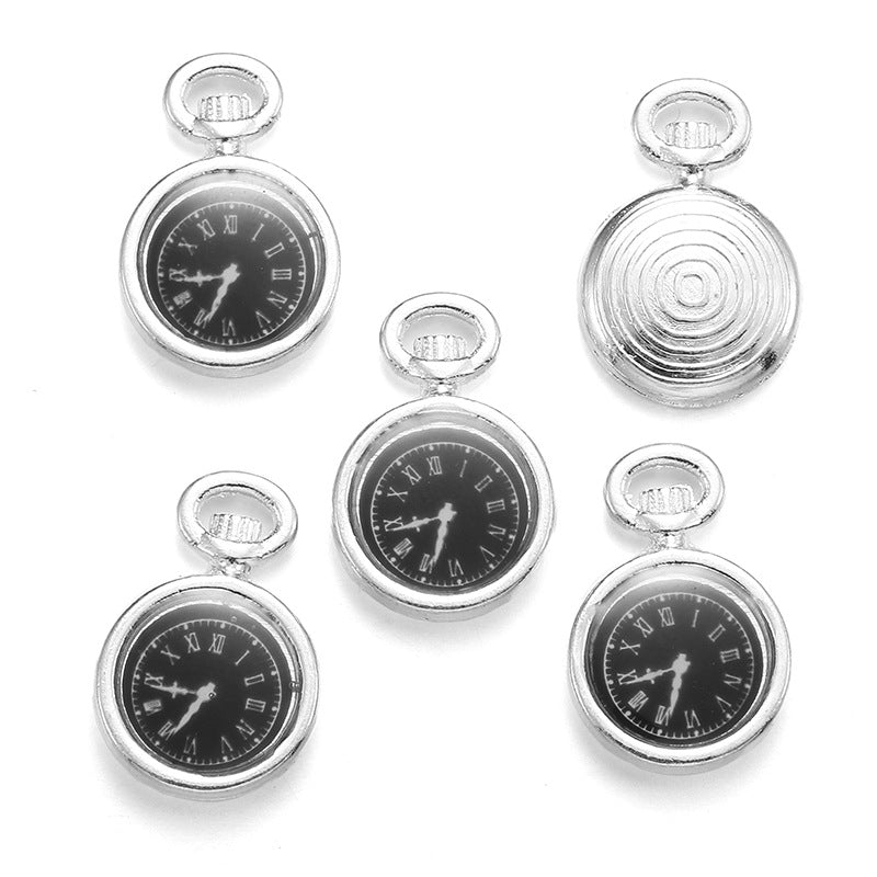 17×11mm Colorful Clock Charms – Korean-Style Zinc Alloy Enamel-Style Watch Pendants for DIY Bracelets, Necklaces & Jewelry Making