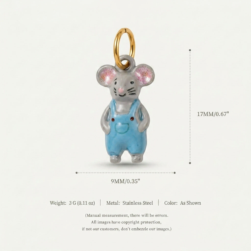 Colorful Stainless Steel Animal Pendant Charms