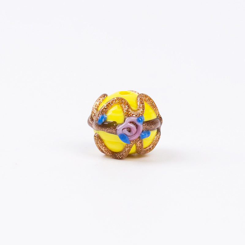 Gold Silk Rose Glazed Oval Beads