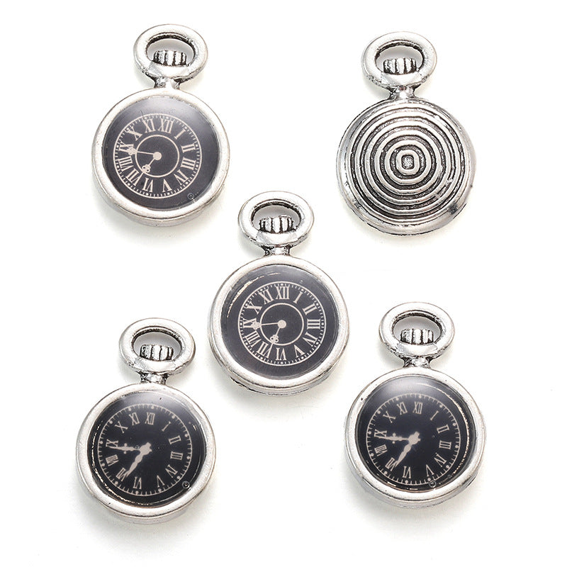 17×11mm Colorful Clock Charms – Korean-Style Zinc Alloy Enamel-Style Watch Pendants for DIY Bracelets, Necklaces & Jewelry Making