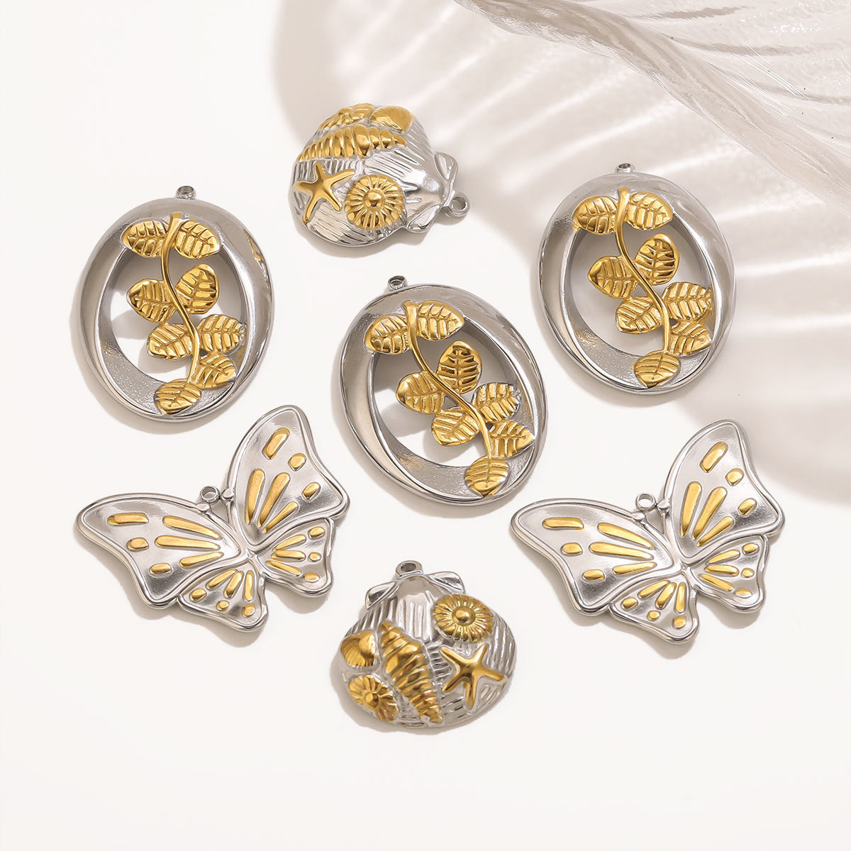 Vintage Stainless Steel Ocean Butterfly Pendant Charm for DIY Jewelry
