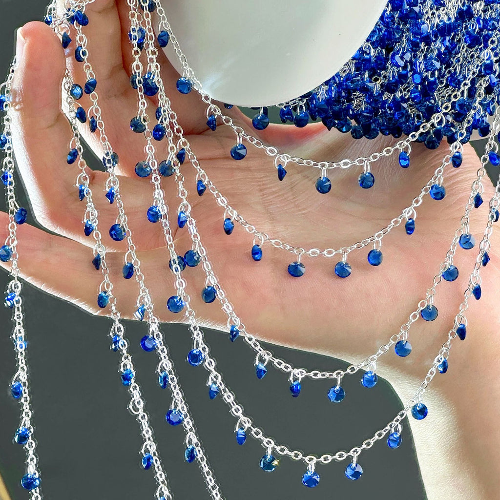 Blue Zircon Fringe Decorative Chain – 10 Meters