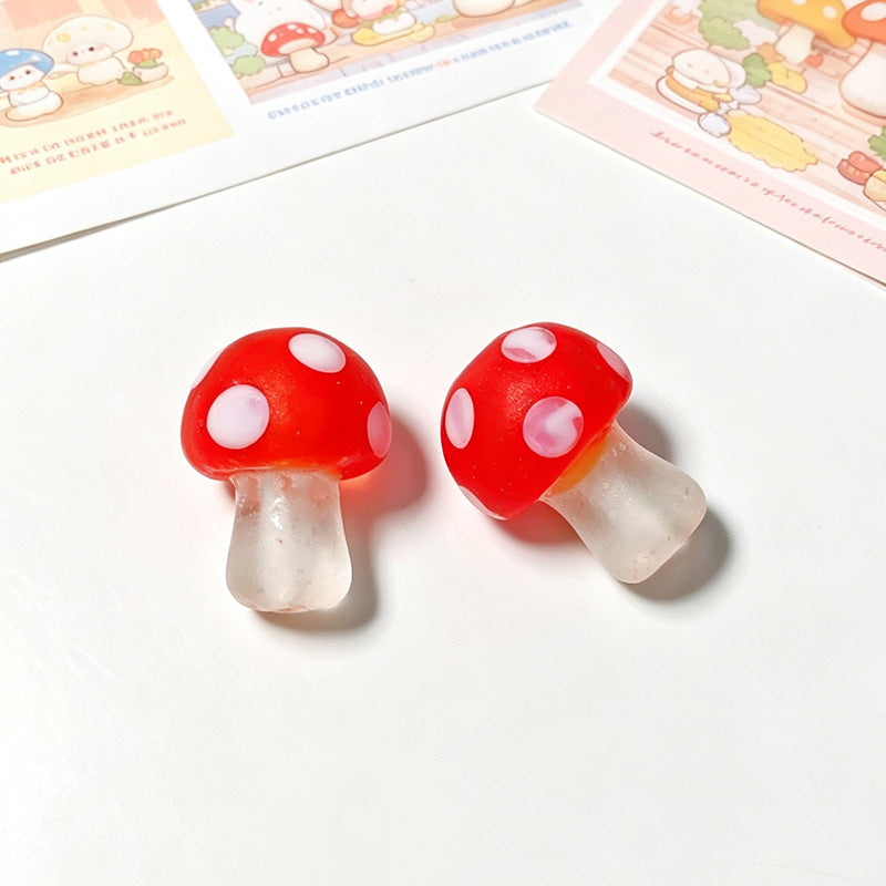 Colorful Frosted Mushroom Glazed Beads