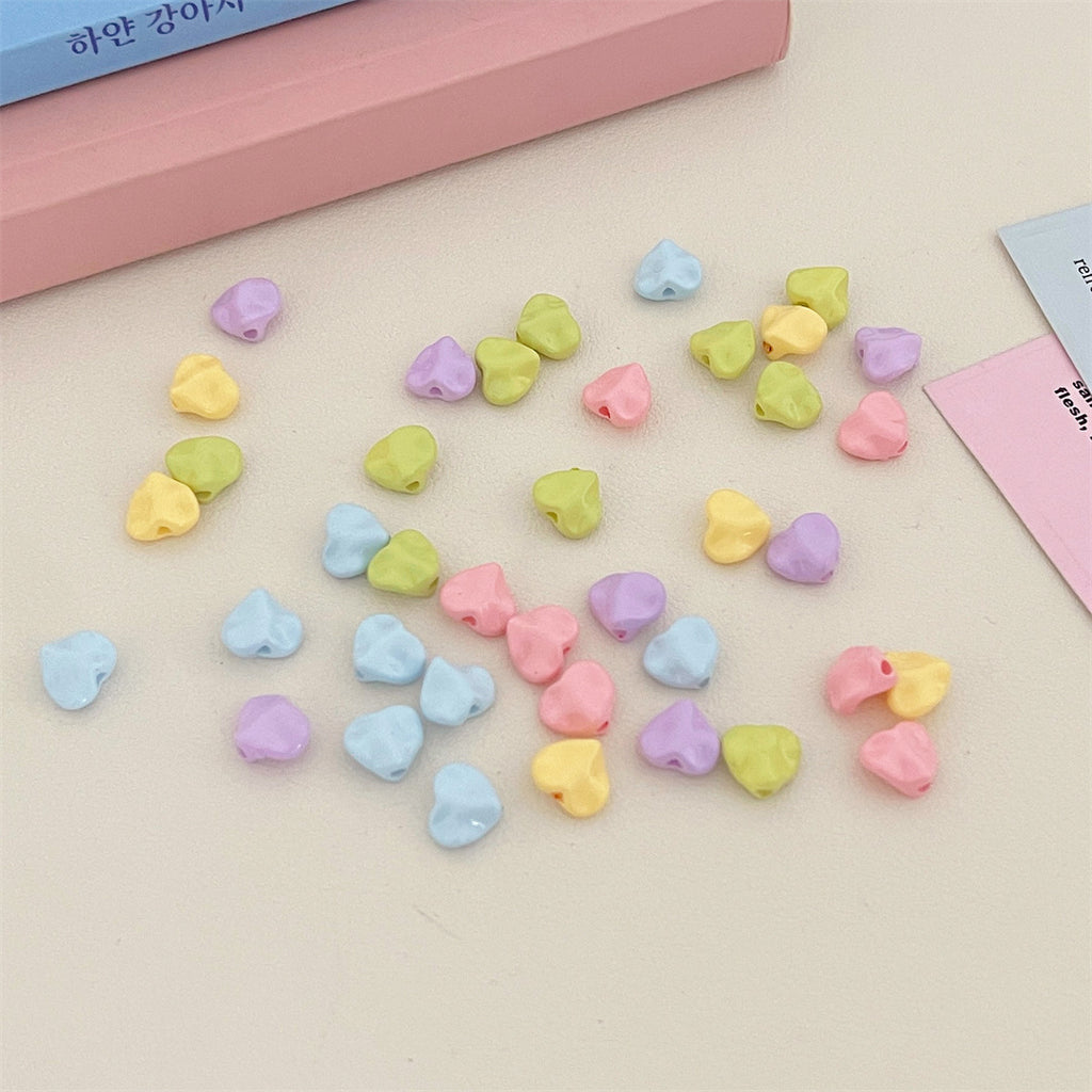 Pearlescent Macaron Acrylic Heart Beads – Creamy Pastel Love Beads for DIY Phone Charms, Bracelets, Keychains & Jewelry Making