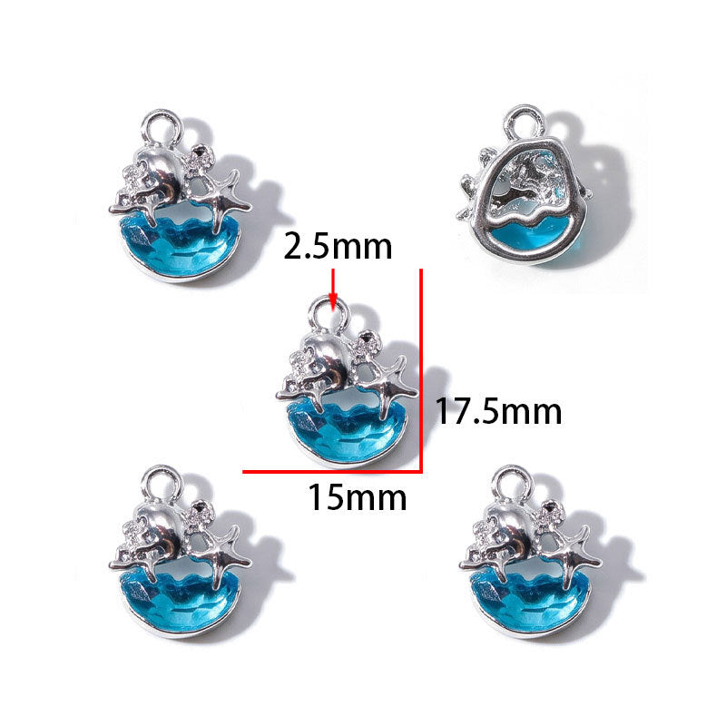 Blue Glass Inlay Jellyfish Charms – Ocean-Inspired Alloy Jellyfish Pendants for DIY Bracelets, Necklaces & Jewelry Making