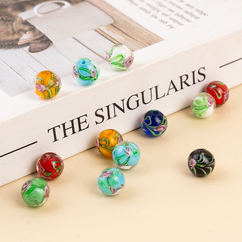 Handmade Wheat-Ear Flower Glass Beads