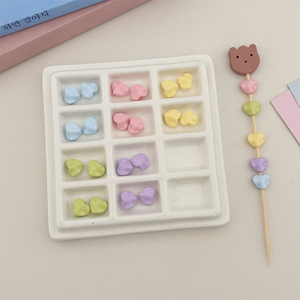 Pearlescent Macaron Acrylic Heart Beads – Creamy Pastel Love Beads for DIY Phone Charms, Bracelets, Keychains & Jewelry Making