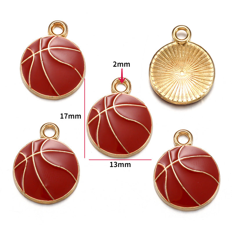 Sports Ball Alloy Charms – Colorful Enamel-Style Football, Basketball & Volleyball Pendants for DIY Bracelets, Keychains & Jewelry Making