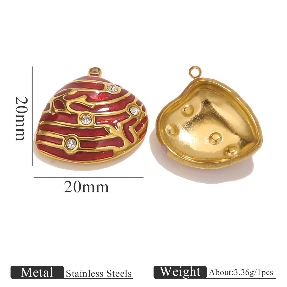 Gold Stainless Steel Shell Pendant Charms