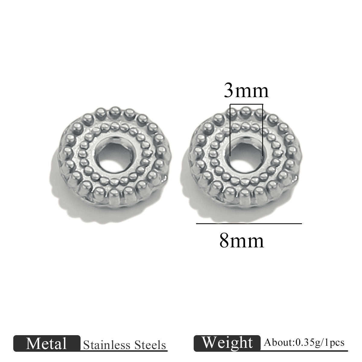 Dotted Gear Wheel Stainless Steel Spacer Beads