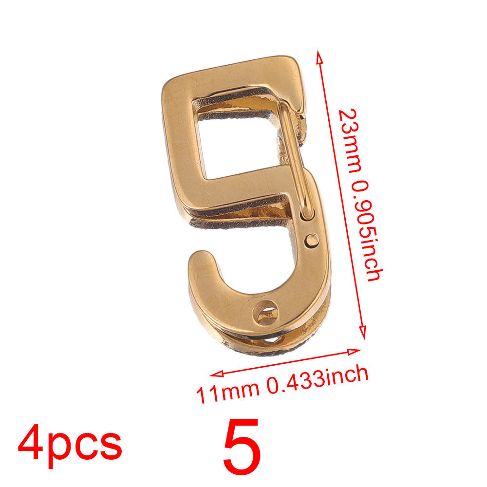 Stainless Steel Number Lobster Clasp Charms 4pc