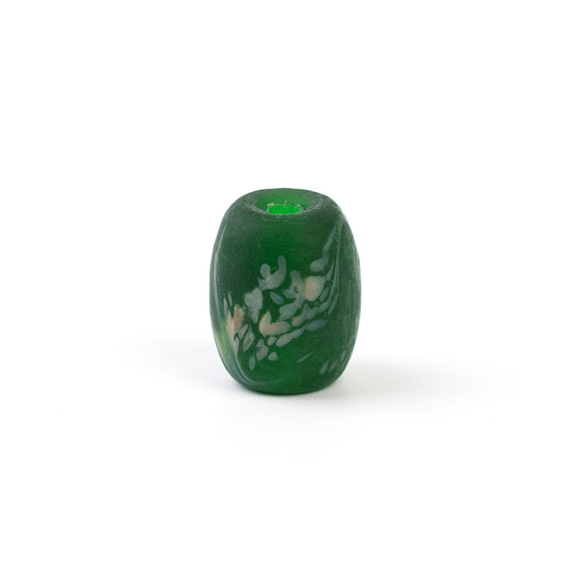 Hand-Painted Phoenix Tail Glazed Barrel Beads